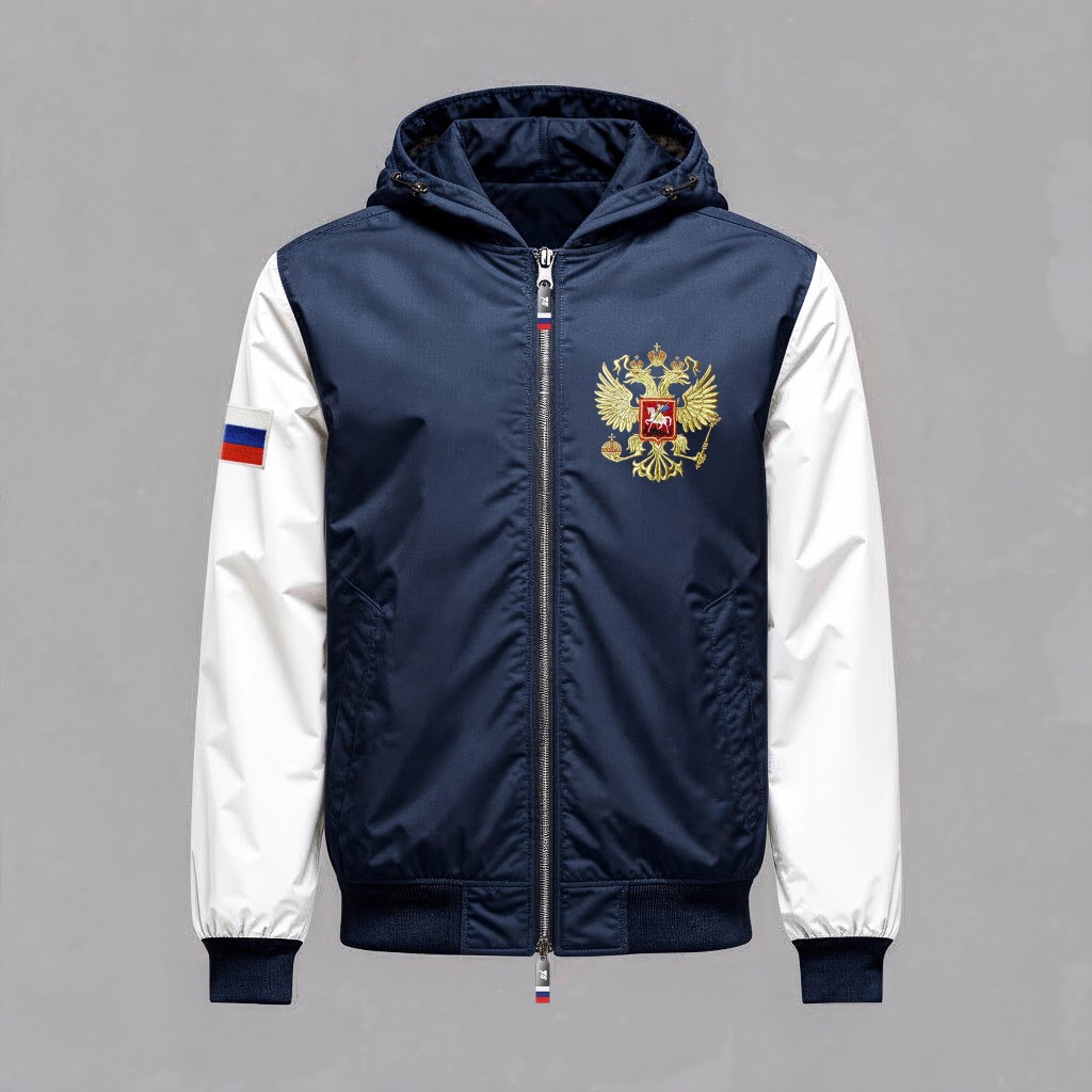 Бомбер Хайтек Navy · White — спереди